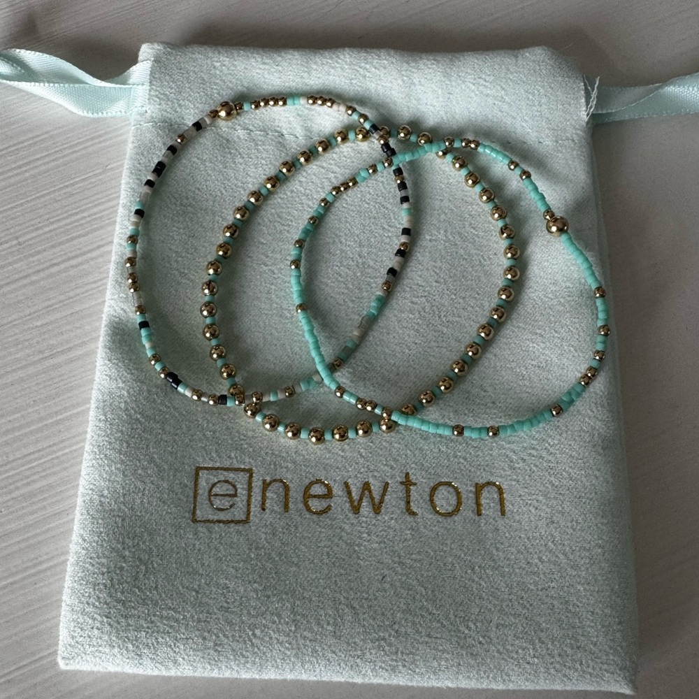 enewton Mint and Gold Beaded Bracelet Trio